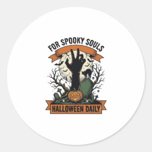 Halloween Everyday Shirt Vintage Spooky Hand Art_1 Classic Round Sticker
