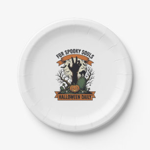 Halloween Everyday Shirt Vintage Spooky Hand Art_1 Paper Plate