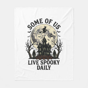 Halloween Everyday Shirt with Vintage Haunted Moon Fleece Blanket