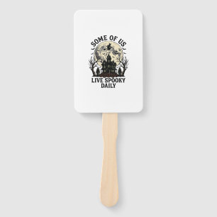 Halloween Everyday Shirt with Vintage Haunted Moon Hand Fan