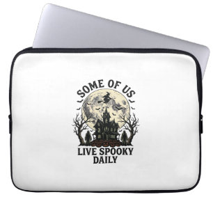 Halloween Everyday Shirt with Vintage Haunted Moon Laptop Sleeve