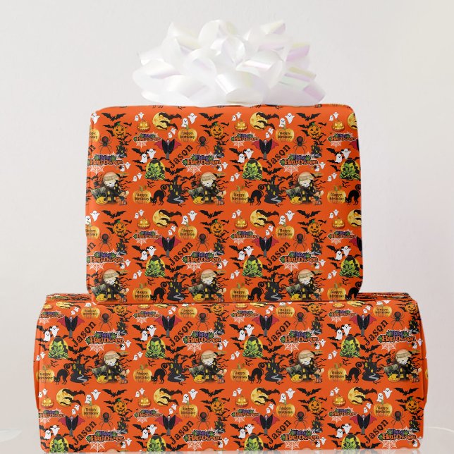 Halloween Everything Happy Birthday NAME Cute Wrapping Paper (Creator Uploaded)