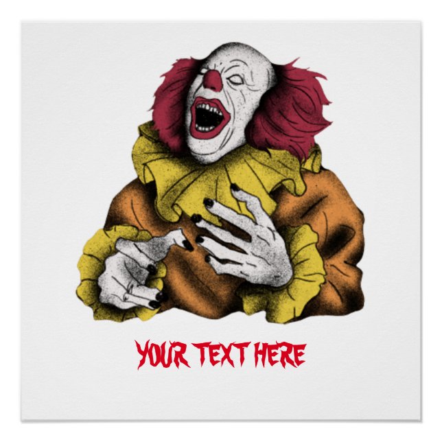 Halloween Evil Clown Laughing Customisable T-Shirt Poster (Front)