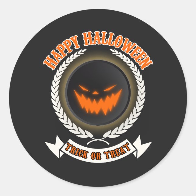 Halloween Evil Pumpkin Face Spooky Night Classic Round Sticker (Front)