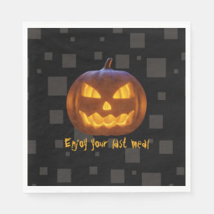 Halloween Evil Pumpkin Last Meal Orange Black Grey Napkin