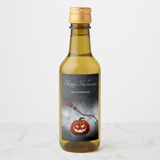  Halloween Evil Pumpkin Personalised Wine Label (Front)