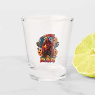 Halloween Evil skeleton, Pumpkin Shot Glass