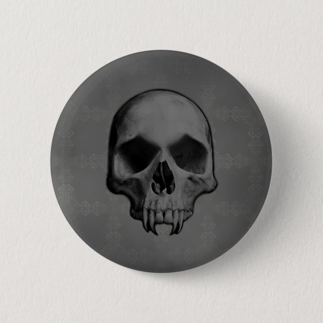 Halloween evil skull 6 cm round badge (Front)