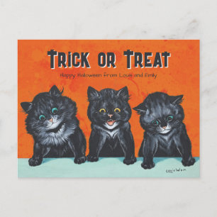 Halloween Excited black cats Louis Wain CC1286 Postcard