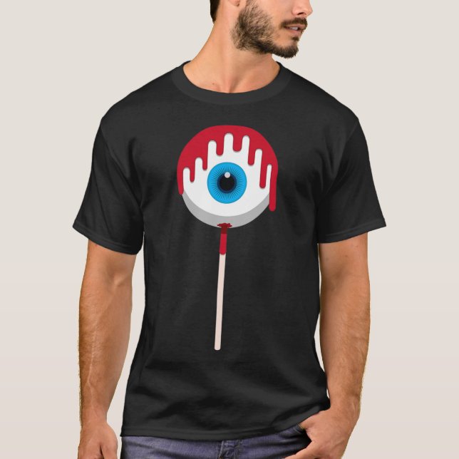 Halloween Eye Candy - Bloody Creepy Eyeball Lollip T-Shirt (Front)