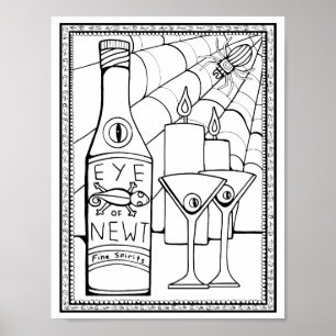 Halloween Eye of Newts Spirits Colouring Page Art Poster