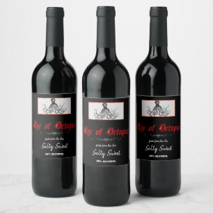Halloween Eye of Octopus Fun Wine Label