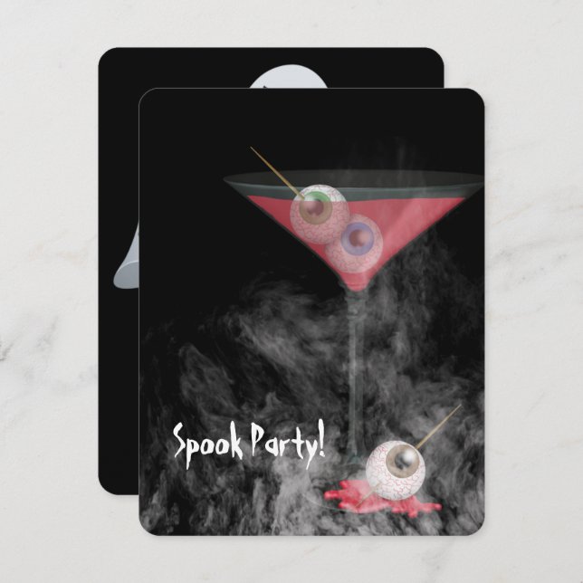 Halloween Eyeball Martini In Smoke Invitation (Front/Back)