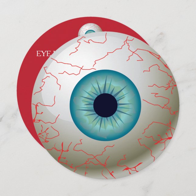 Halloween Eyeball Party Invitation (Blue) (Front/Back)