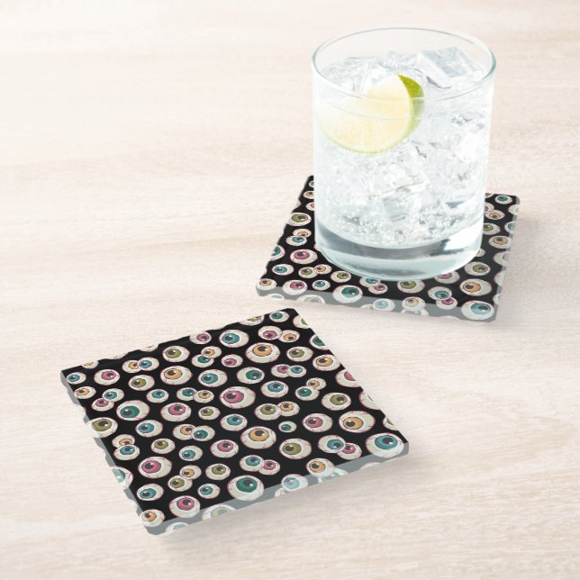Halloween Eyeballs Glass Coaster (Angled)