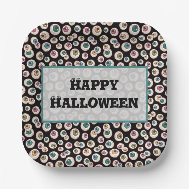 Halloween Eyeballs Paper Plate (Front)