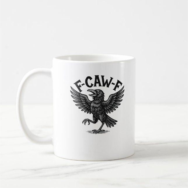 Halloween F-Caw-F Bird Crow Women Men Minimal Clea Coffee Mug (Left)