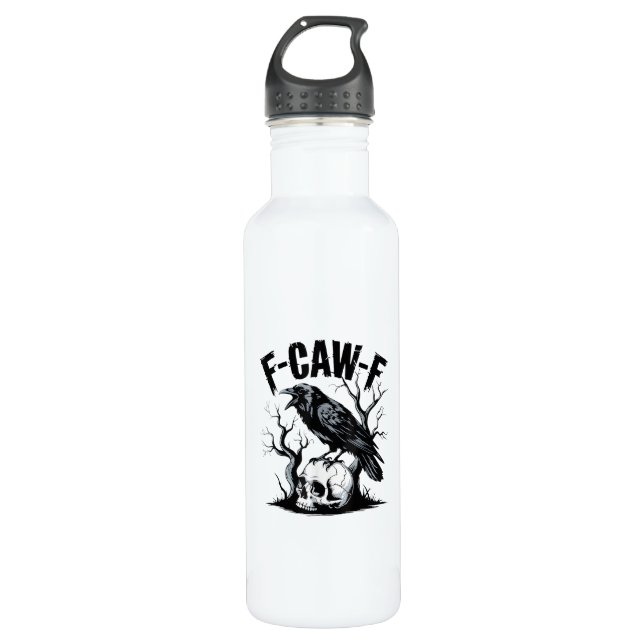 Halloween F-Caw-F Bird Crow Women Men Retro Classi 710 Ml Water Bottle (Front)