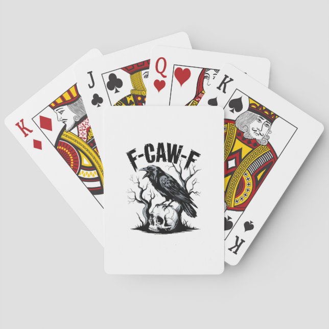 Halloween F-Caw-F Bird Crow Women Men Retro Classi Playing Cards (Back)