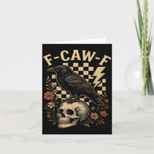 Halloween F Caw F Black Raven Bird Crow Chequered Card