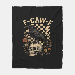 Halloween F Caw F Raven Bird Checkered Vintage Sty Fleece Blanket