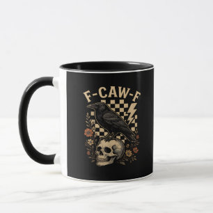 Halloween F-Caw-F Raven Bird F-Caw-F Crow Checkere Mug