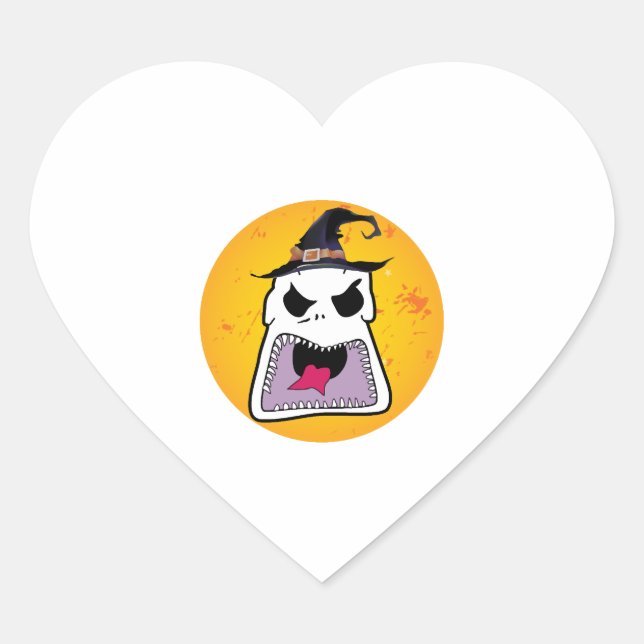 Halloween - face  heart sticker (Front)