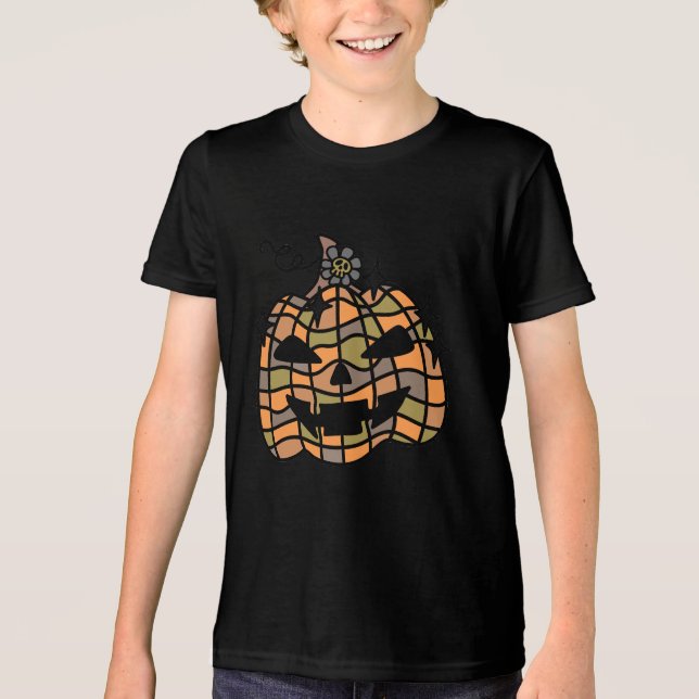 Halloween,Face Pumpkin,Funny ,Jack O' Lantern Tri-Blend Shirt (Front)