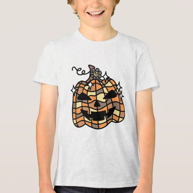 Halloween, Face Pumpkin,Funny ,Jack O' Lantern Tri-Blend Shirt (Front)