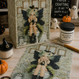 Halloween Fairy and Ghost in Toilet Decoupage Tissue Paper