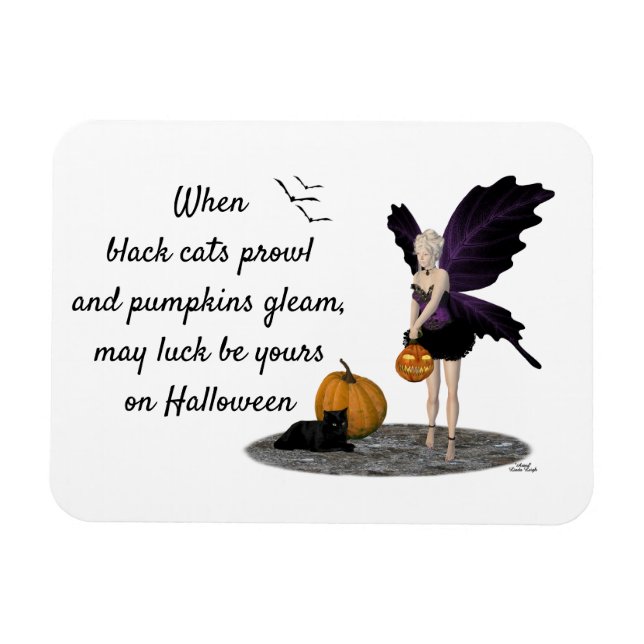 Halloween Fairy With Pumpkin Flexible Magnet (Horizontal)