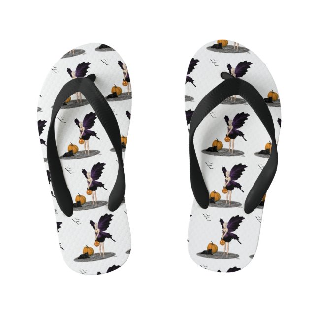 Halloween Fairy With Pumpkin Flip Flops (Footbed)