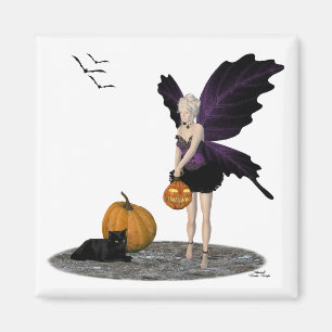 Halloween Fairy With Pumpkin Magnet