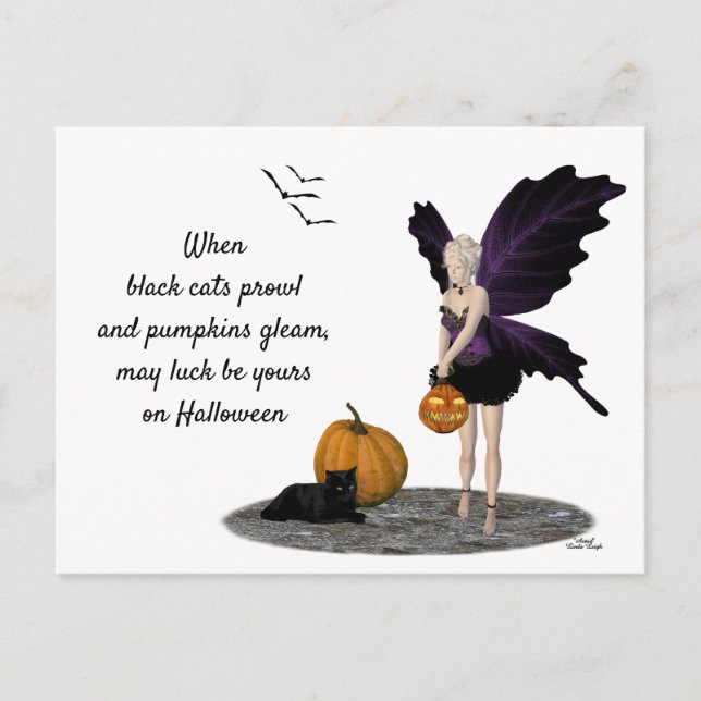 Halloween Fairy With Pumpkin Postcard (Front)