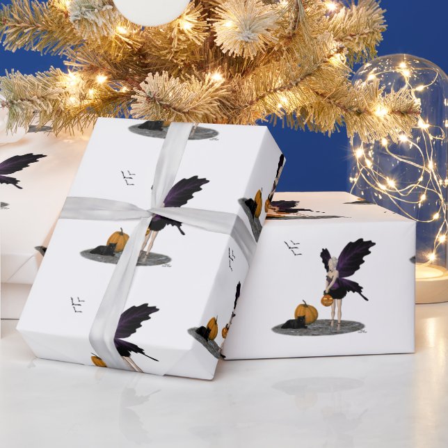 Halloween Fairy With Pumpkin Wrapping Paper (Holidays)