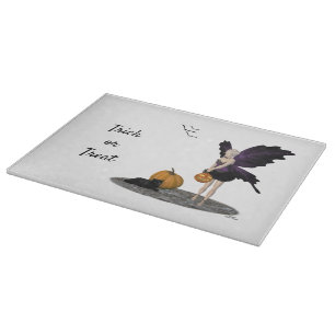 Halloween Fairy With Pumpkins Cutting Board