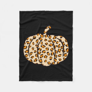 Halloween Fall animal Leopard Pumpkin Fleece Blanket