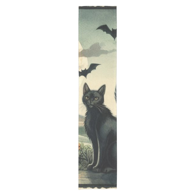 Halloween/Fall/Autumn cat Short Table Runner (Front)