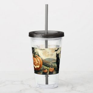 Halloween/Fall/Autumn/pumpkin/cat Acrylic Tumbler