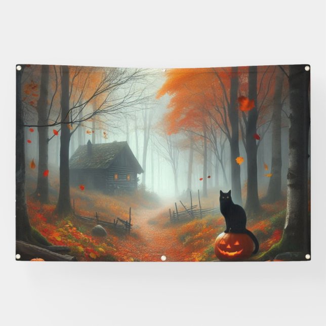 Halloween/Fall/Autumn/pumpkin/cat  Banner (Horizontal)