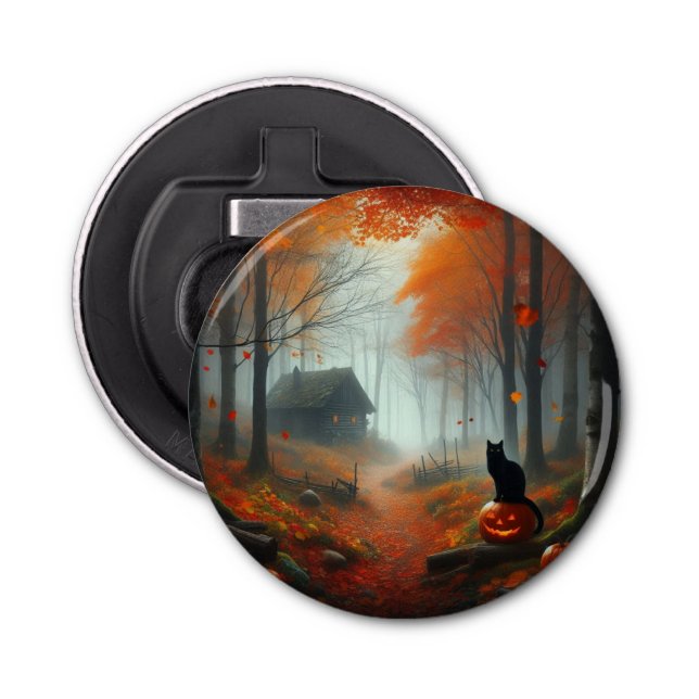 Halloween/Fall/Autumn/pumpkin/cat  Bottle Opener (Front)
