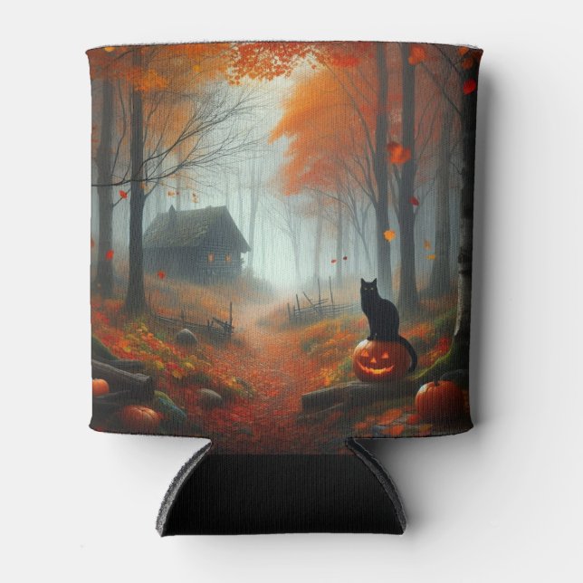 Halloween/Fall/Autumn/pumpkin/cat  Can Cooler (Front)