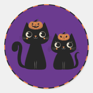 Halloween/Fall/Autumn/pumpkin/cat Classic Round Sticker