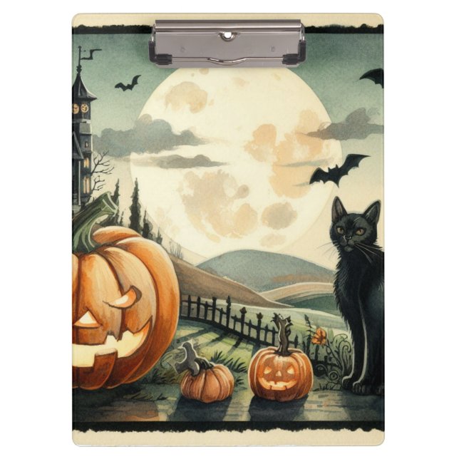 Halloween/Fall/Autumn/pumpkin/cat Clipboard (Front)