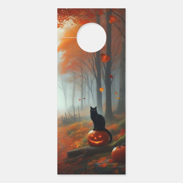 Halloween/Fall/Autumn/pumpkin/cat  Door Hanger (Front)