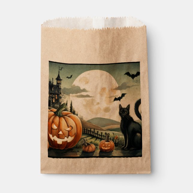 Halloween/Fall/Autumn/pumpkin/cat Favour Bags (Front)