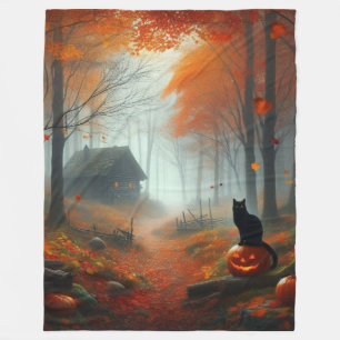 Halloween/Fall/Autumn/pumpkin/cat  Fleece Blanket