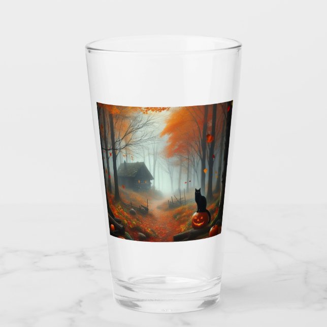 Halloween/Fall/Autumn/pumpkin/cat  Glass (Front)