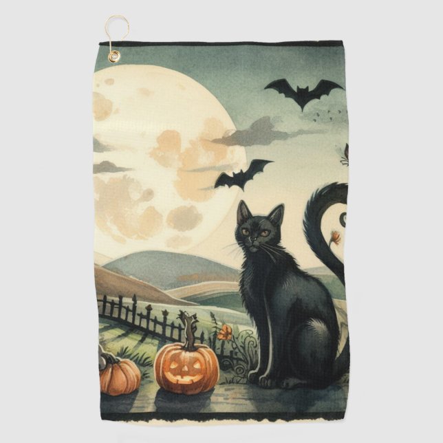 Halloween/Fall/Autumn/pumpkin/cat Golf Towel (Front)