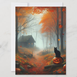Halloween/Fall/Autumn/pumpkin/cat Holiday Card